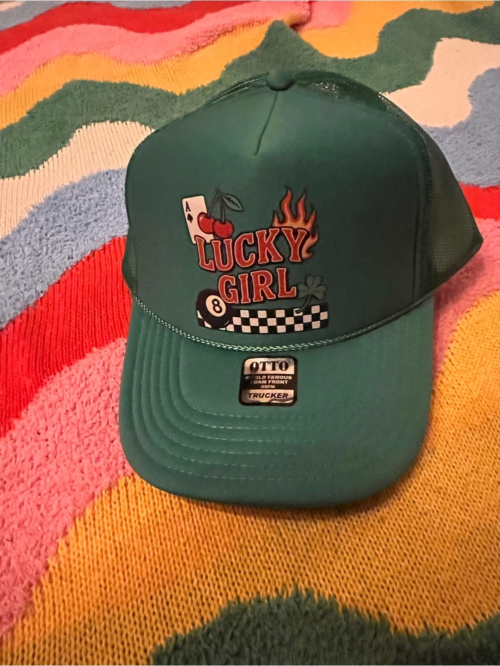 Lucky Girl Green Trucker Hat - Otto Brand